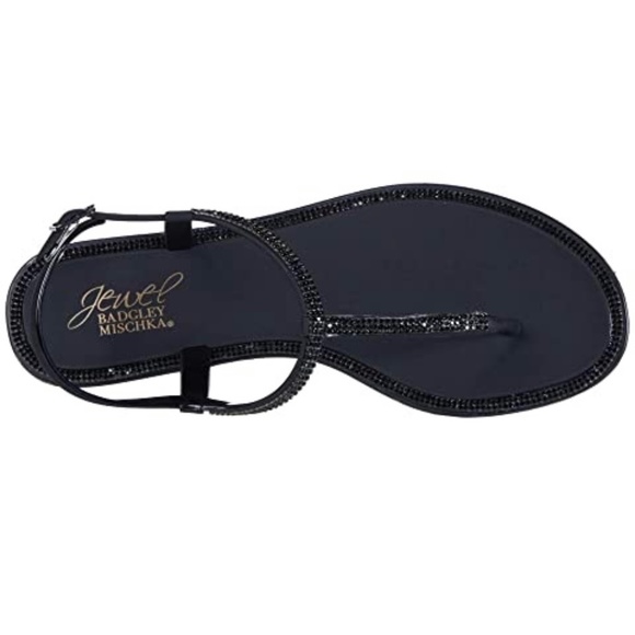 Jewel Badgley Mischka Thongs Sandals Black Jelly 7 - Picture 6 of 15
